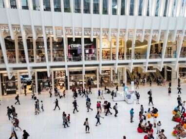 Visitors walking inside a shopping mall - people counting foot traffic analytics